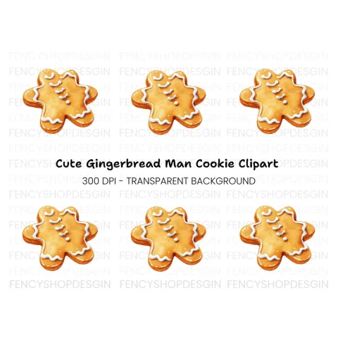 Cute Gingerbread Star Cookie Clipart Bundle