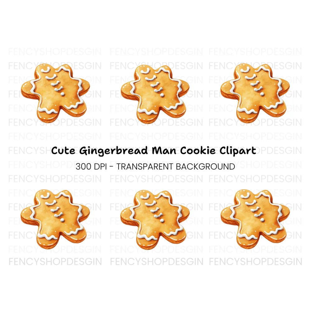 Cute Gingerbread Star Cookie Clipart Bundle