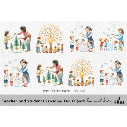 Family Holiday Crafts Clipart Bundle