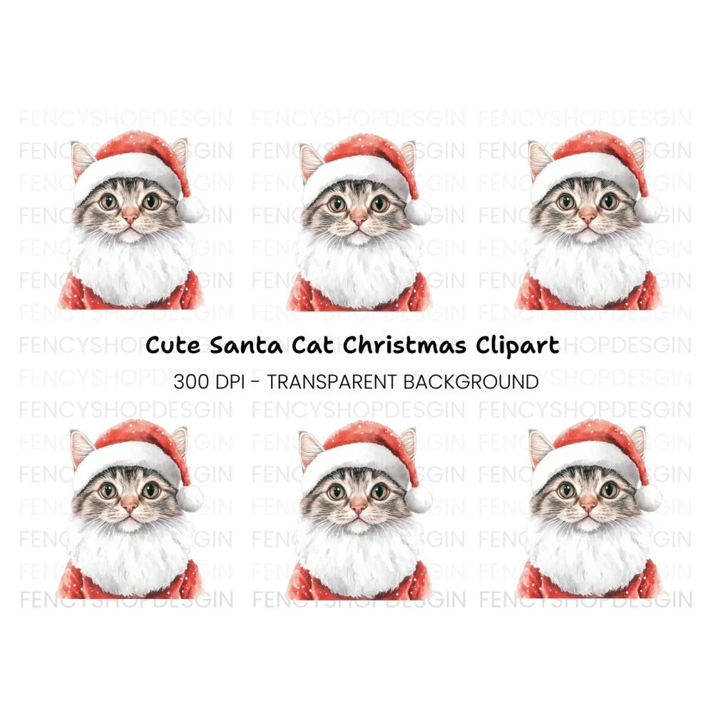 Santa Cat Clipart Bundle