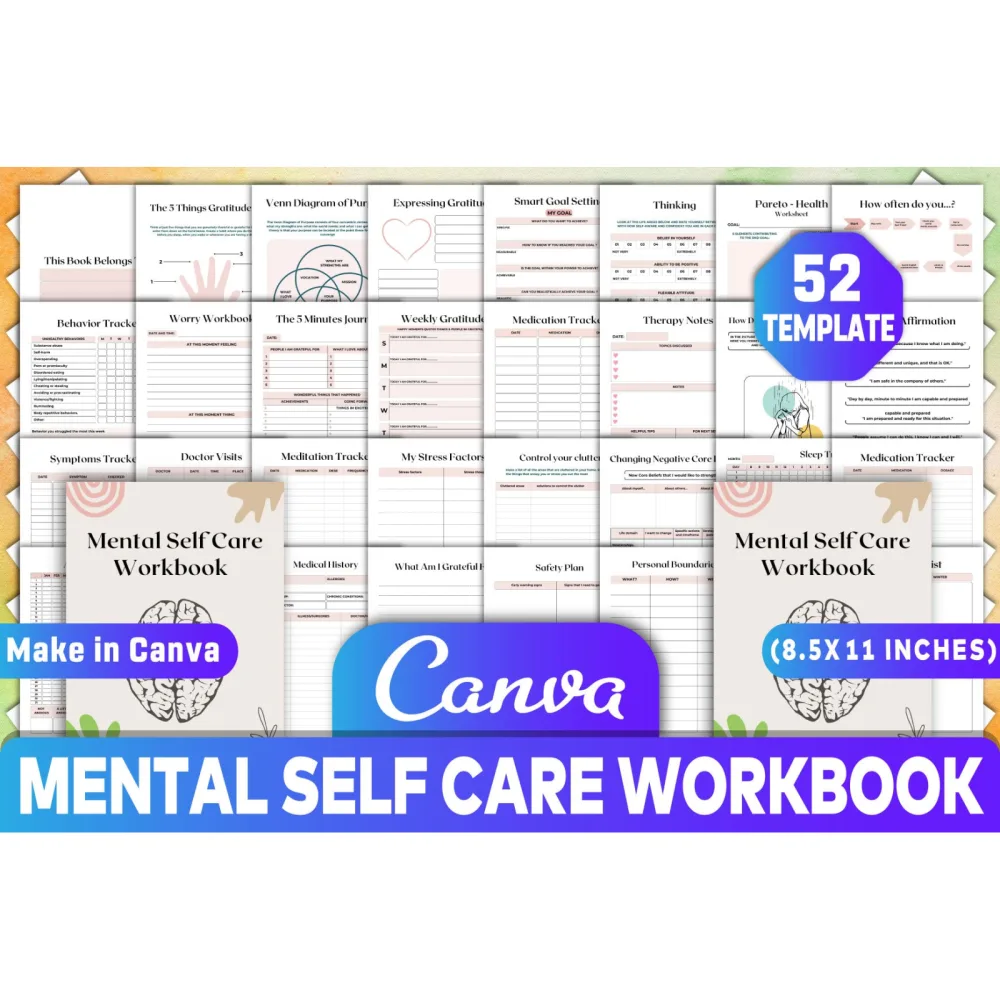 Mental Self Care Workbook for Personal Growth