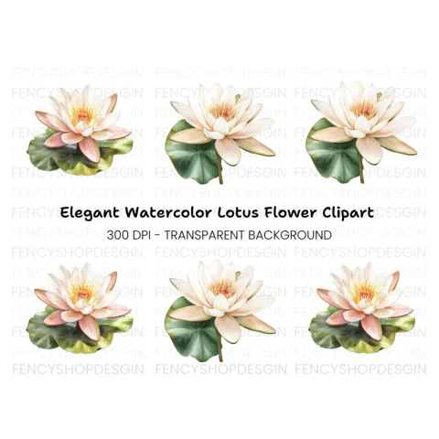 Beautiful Water Lily Duo Clipart Bundle