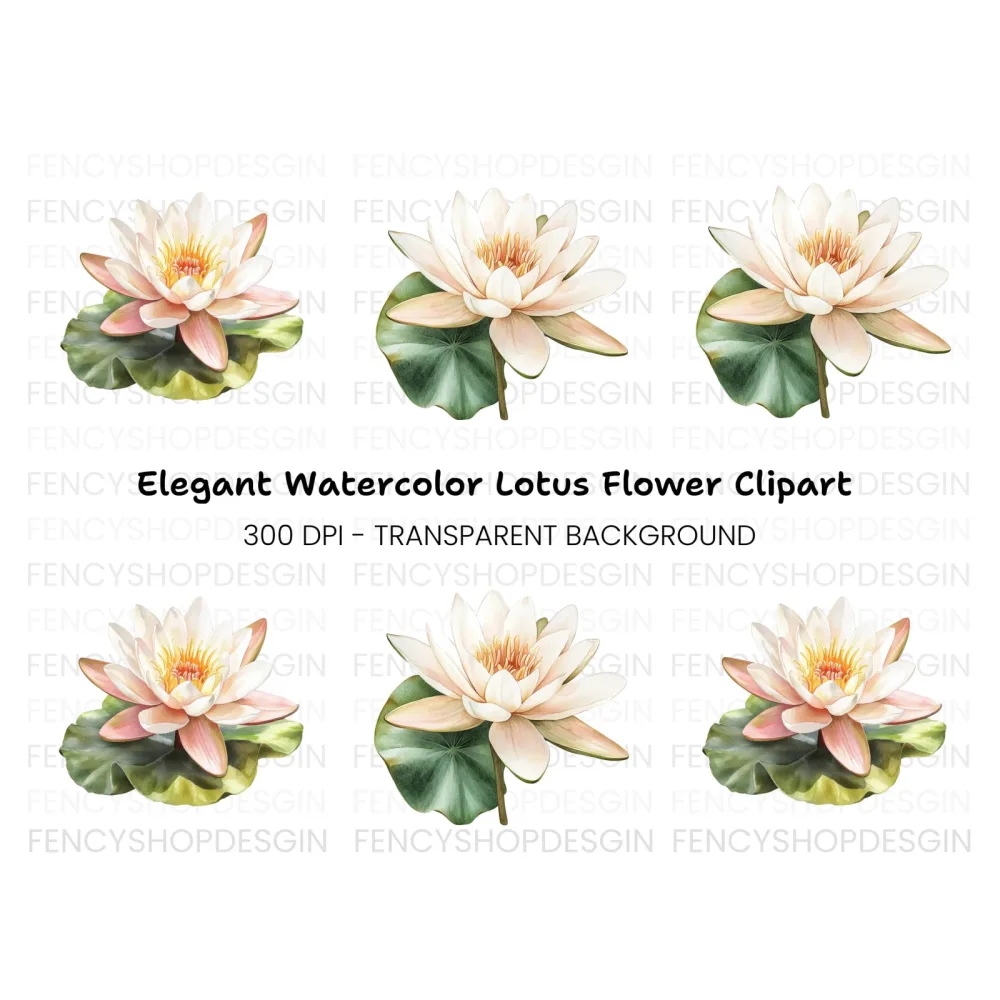 Beautiful Water Lily Duo Clipart Bundle