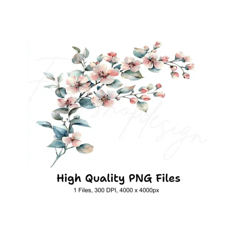 Cherry Blossom Branch Clipart Bundle