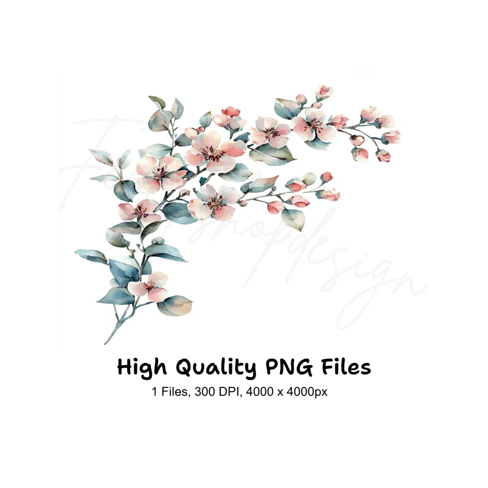 Cherry Blossom Branch Clipart Bundle