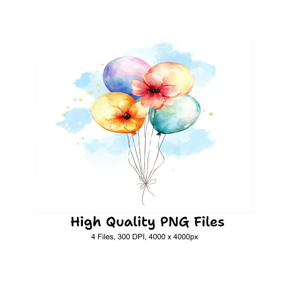 Floral Balloons Clipart Bundle