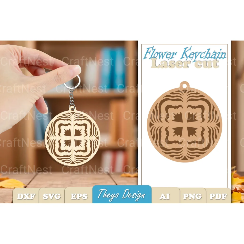 Flower Mandala Keychain SVG Bundle