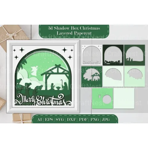 Shadow Nativity Scene Layered Papercut D SVG