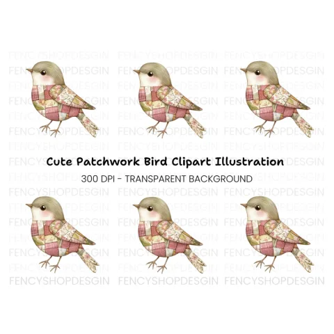 Cute Patchwork Bird Clipart Bundle