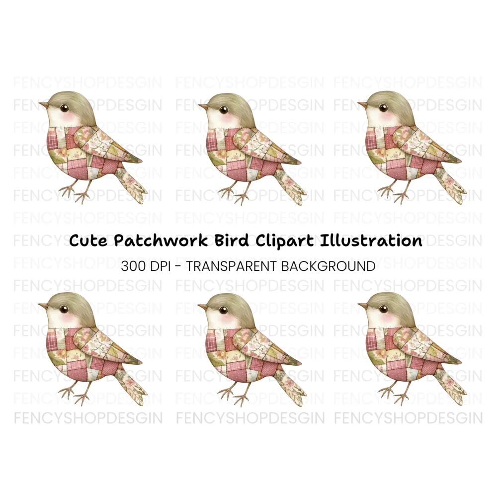 Cute Patchwork Bird Clipart Bundle