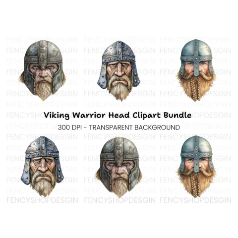 Viking Warrior Portraits Clipart Bundle