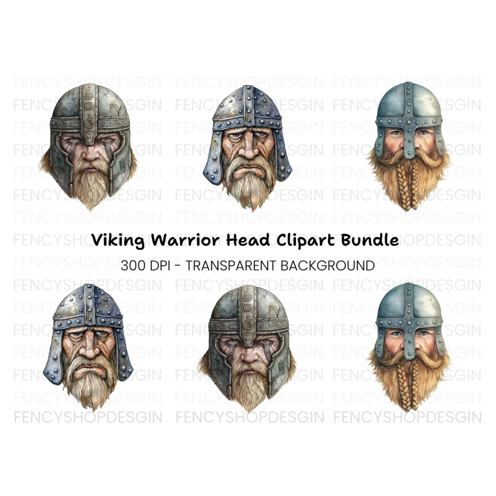 Viking Warrior Portraits Clipart Bundle