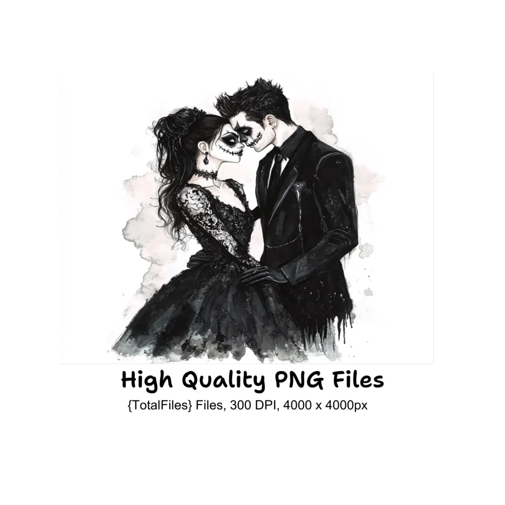 Spooky Gothic Wedding Clipart Bundle