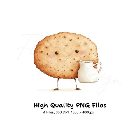 Happy Cookie and Milk Jug Clipart Bundle