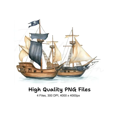 Pirate Ship Clipart Bundle