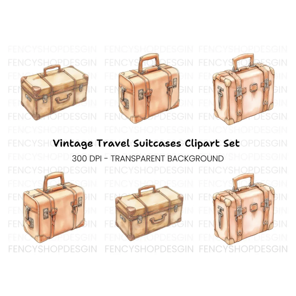 Vintage Suitcase Clipart Bundle