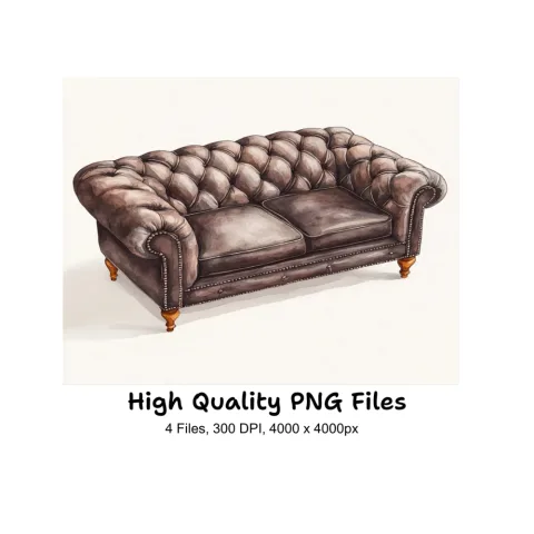 Vintage Chesterfield Sofa Clipart Bundle