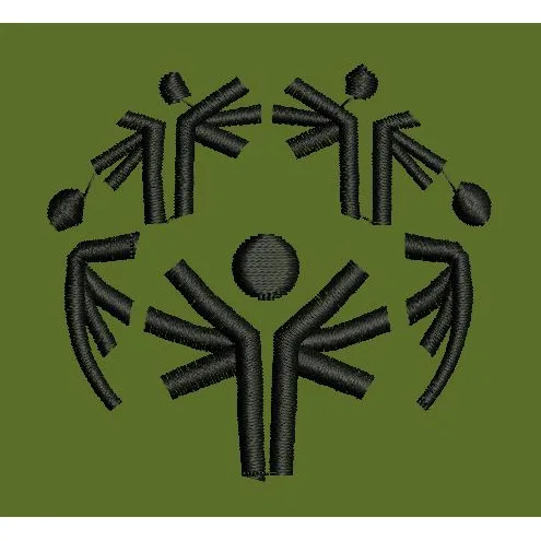 Abstract Humanoid Connection Symbol Embroidery Design