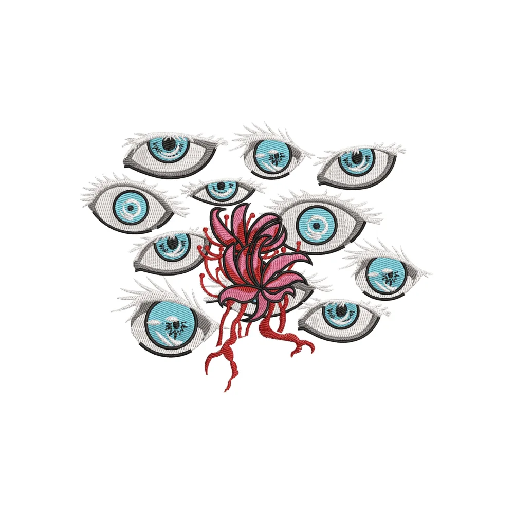 Plant Eyes Embroidery Design