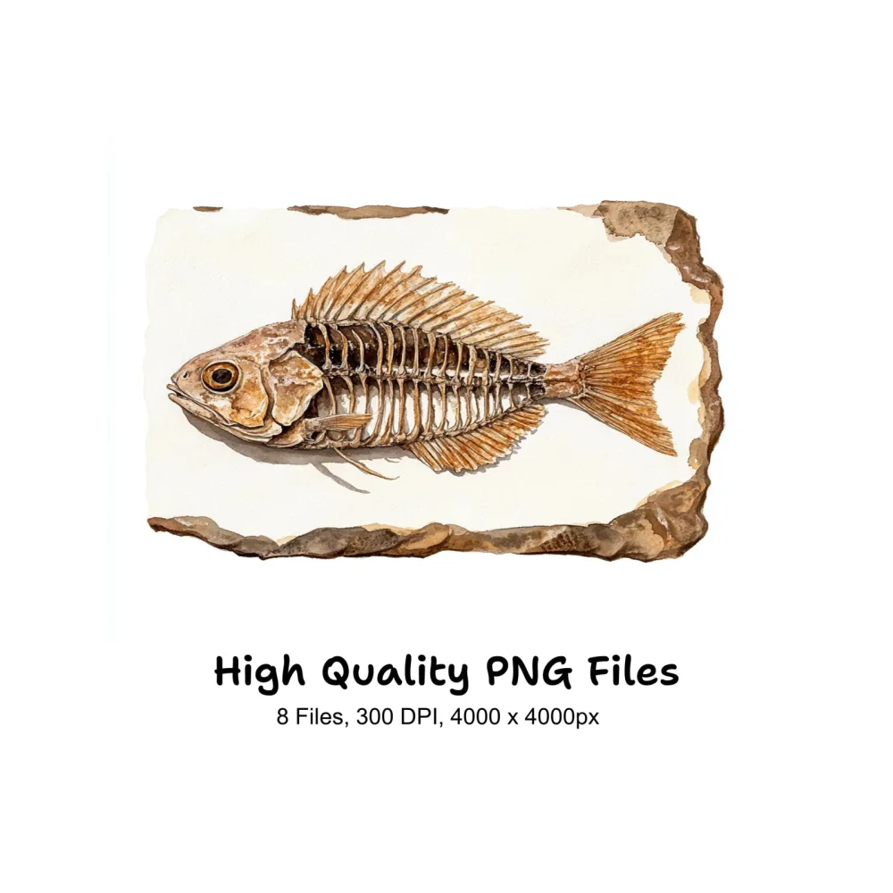 Fish Fossil Clipart Bundle