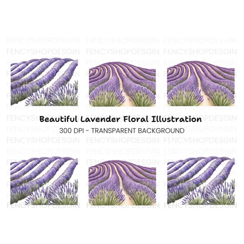 Stunning Lavender Field Clipart Bundle