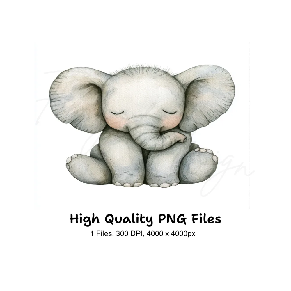 Adorable Baby Elephant Clipart Bundle
