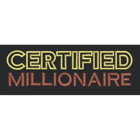Validated Wealth Typography Embroidery Design