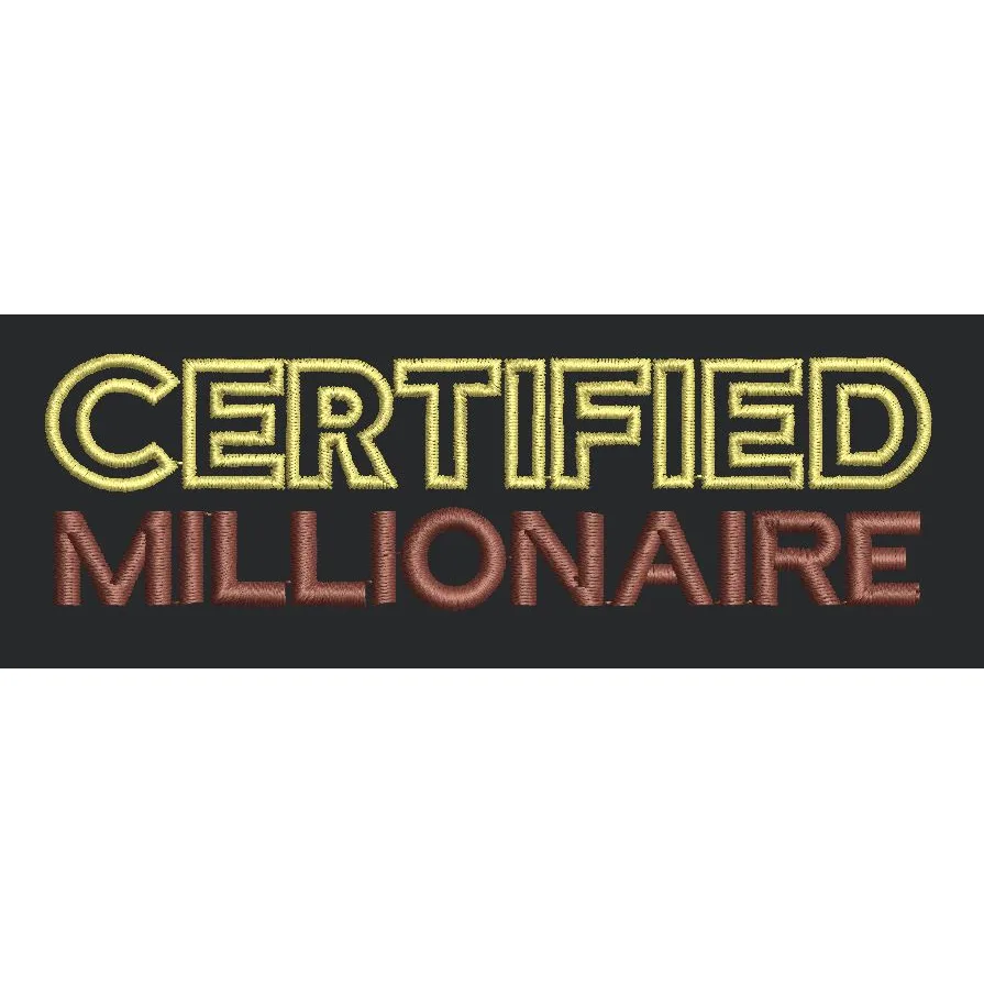 Validated Wealth Typography Embroidery Design
