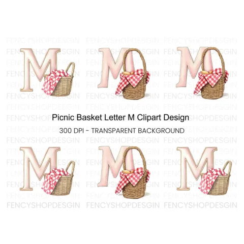 Picnic Basket Letter Duo Clipart Bundle