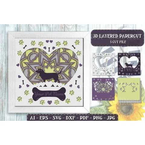 Pet Dog D Papercut Layered Lightbox SVG