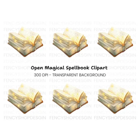 Open Magical Book Clipart Bundle