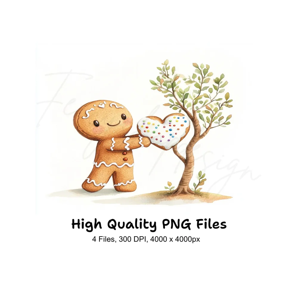 Gingerbread Man Heart Tree Clipart Bundle