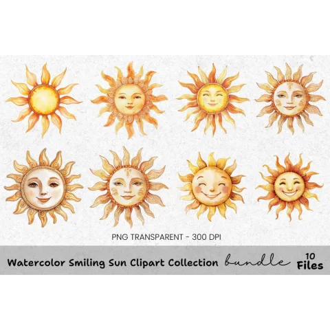 Smiling Sun Clipart Bundle