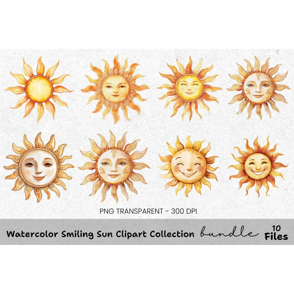 Smiling Sun Clipart Bundle