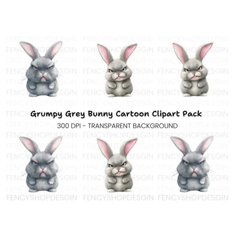 Angry Bunny Clipart Bundle