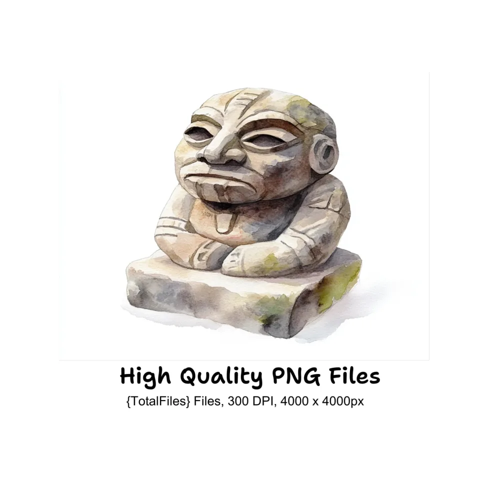 Mystical Stone Idols Clipart Bundle