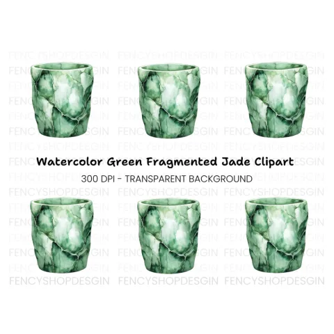 Green Marble Texture Cup Clipart Bundle
