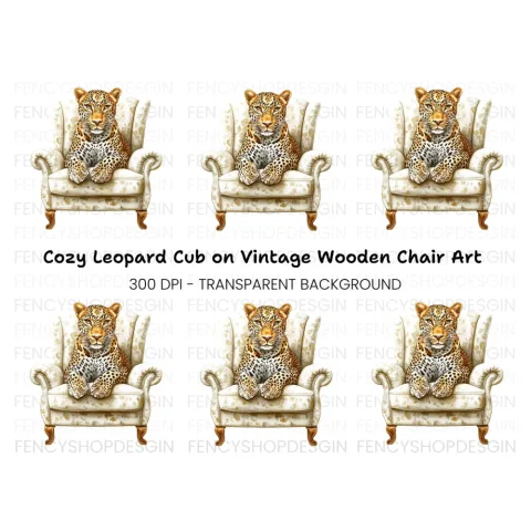 Elegant Leopard in Armchair Clipart Bundle
