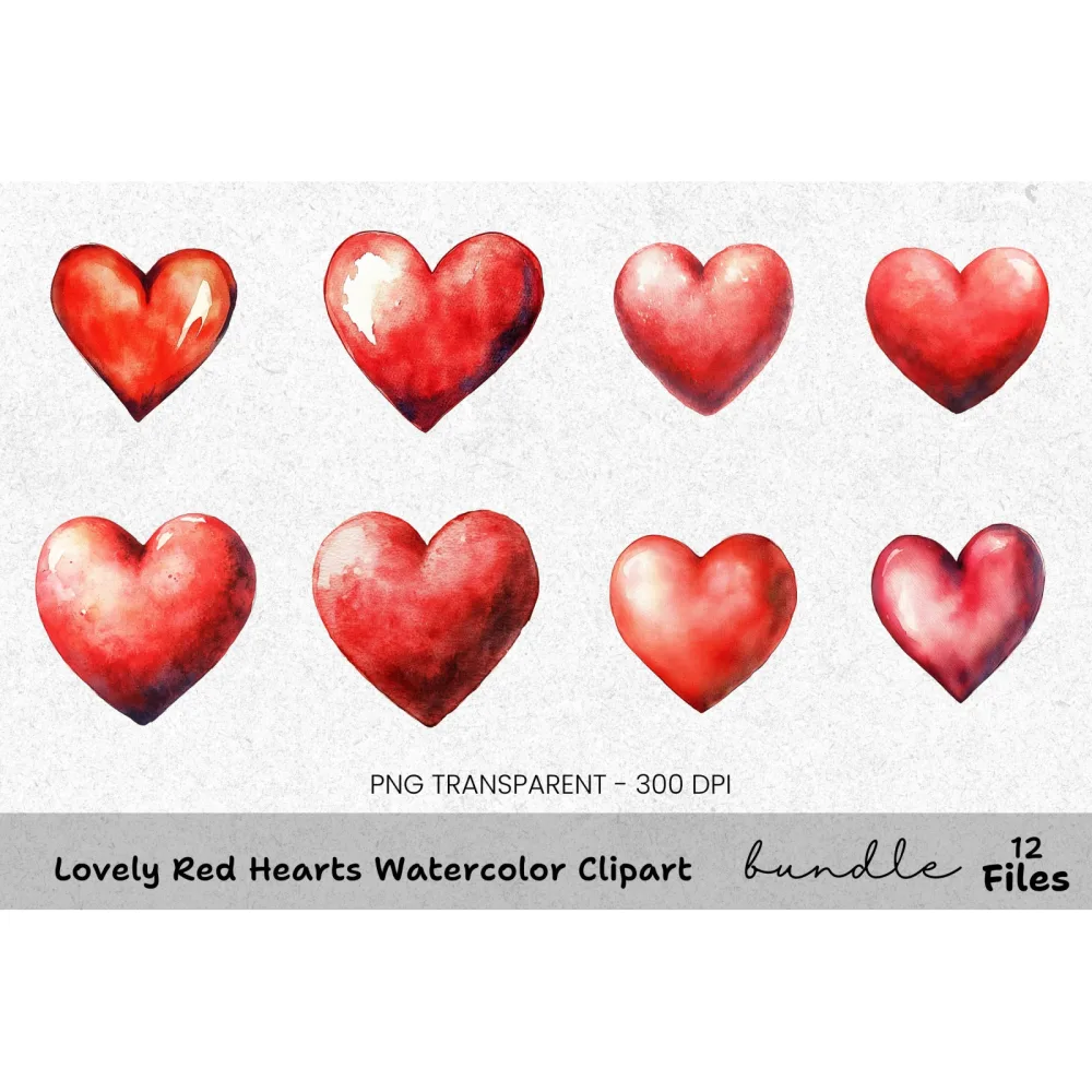Lovely Red Hearts Clipart Bundle