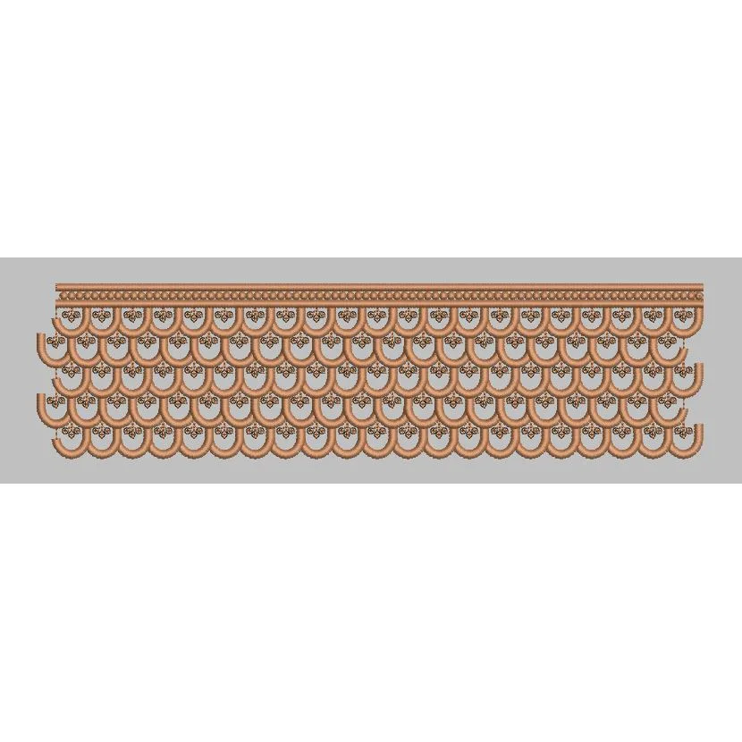 Multi Layered Scalloped Scale Border Embroidery Design