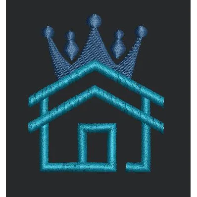 Royal Crowned House Silhouette Embroidery Design