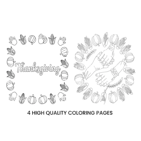 Thanksgiving Harvest Wreath Coloring Books