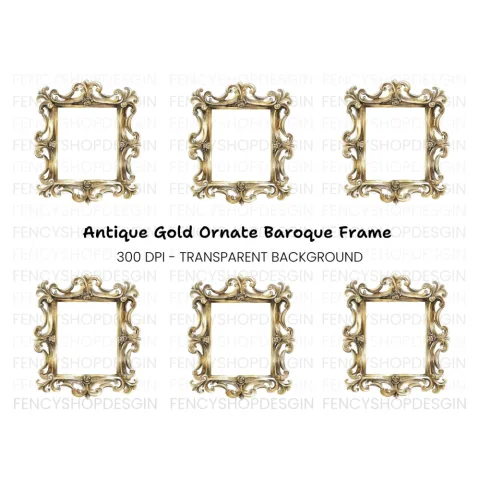 Luxurious Golden Ornate Frame Clipart Bundle