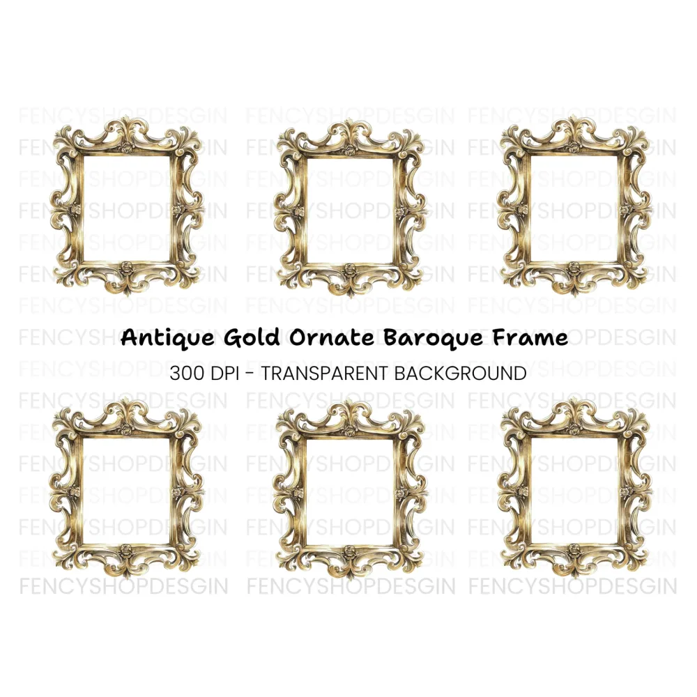 Luxurious Golden Ornate Frame Clipart Bundle