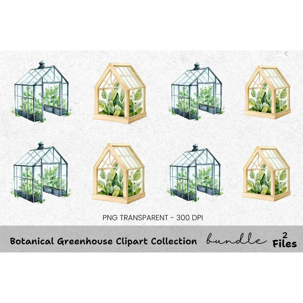 Botanical Greenhouse Clipart Bundle