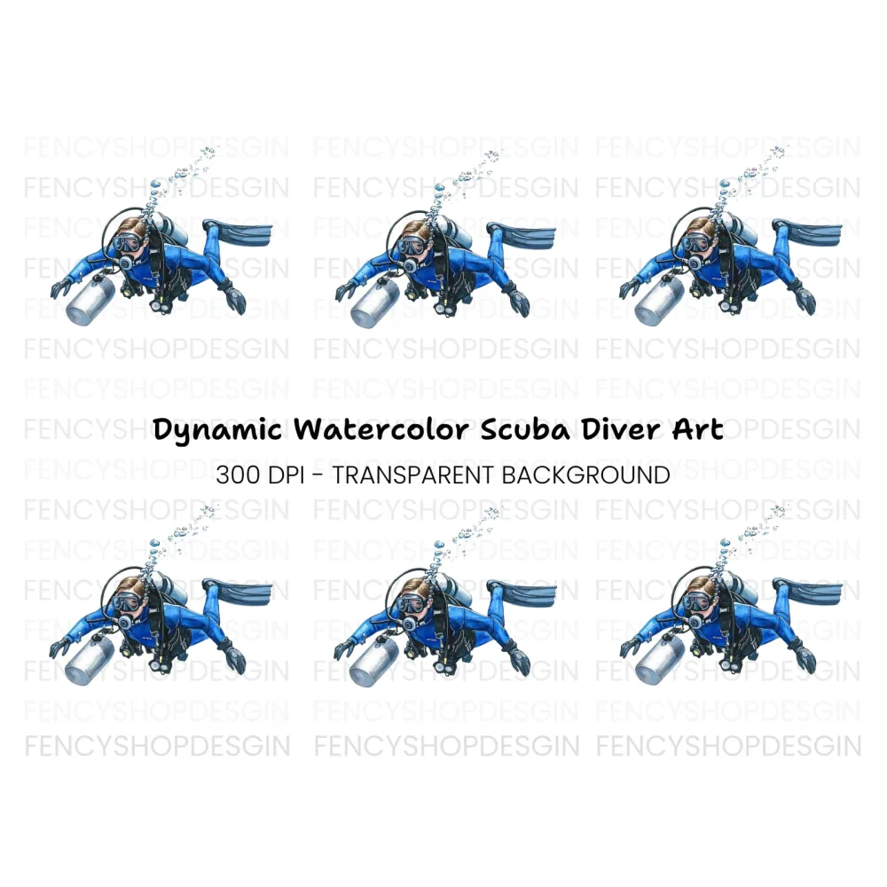 Professional Scuba Diver Clipart Bundle