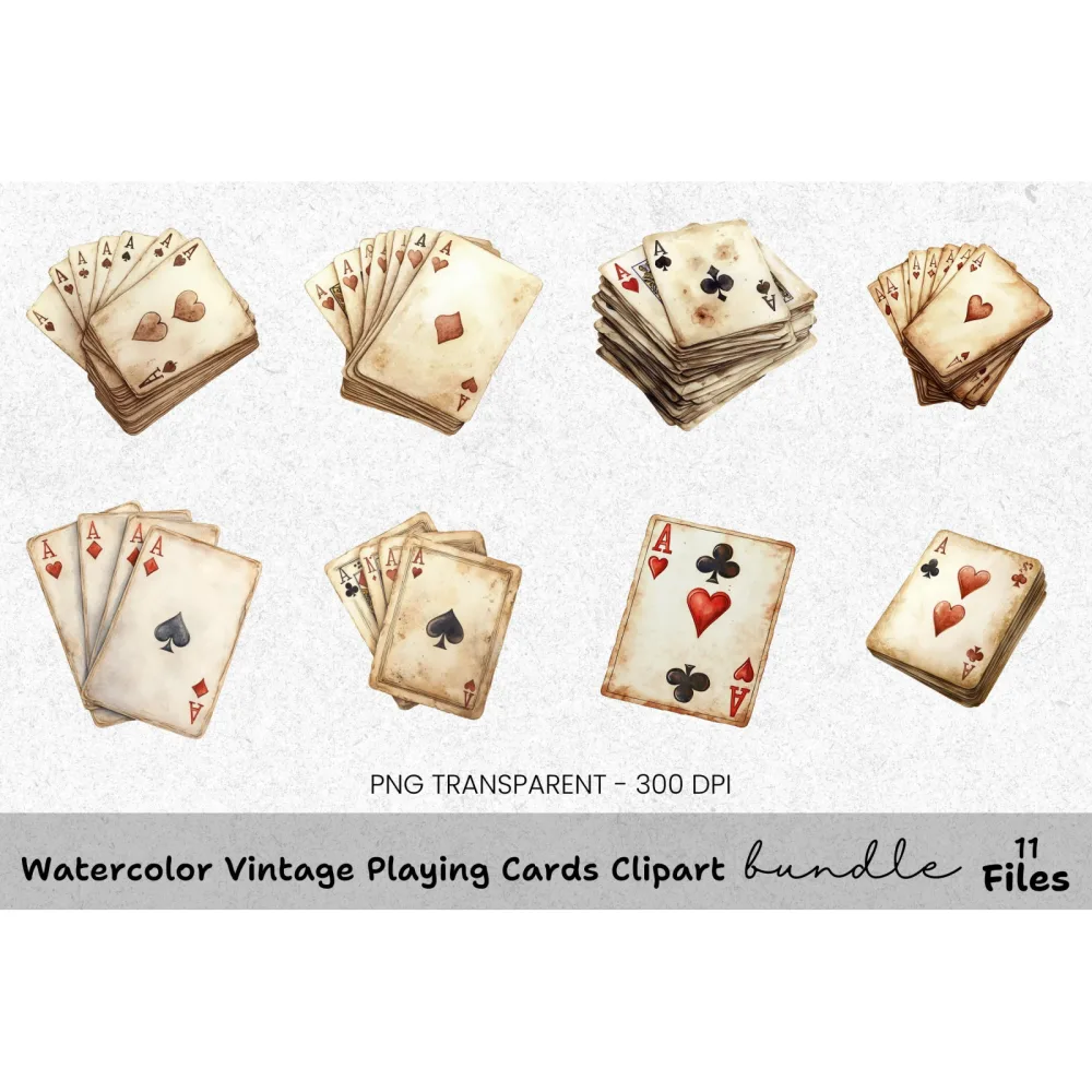 Vintage Playing Cards Clipart Bundle