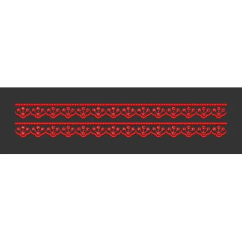 Scallop Floral Lace Border Red Black Embroidery Design