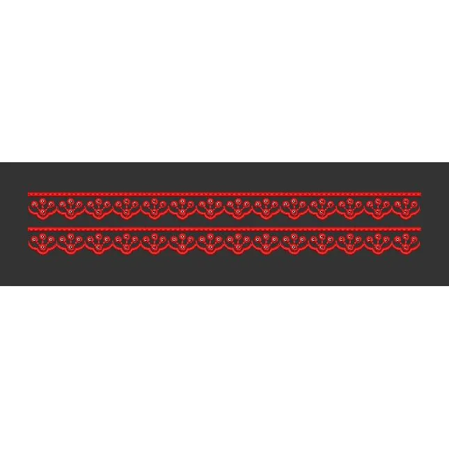 Scallop Floral Lace Border Red Black Embroidery Design