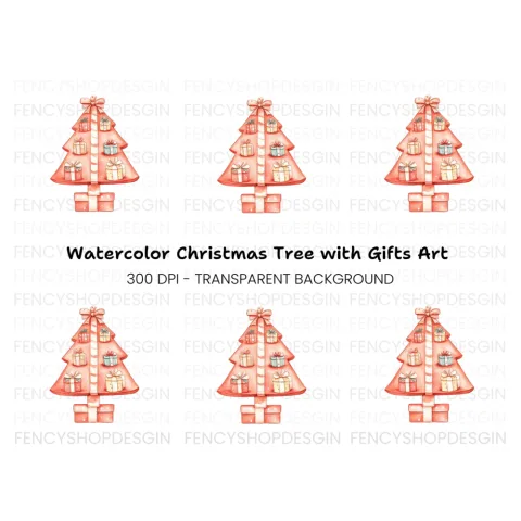 Christmas Tree with Gifts Clipart Bundle